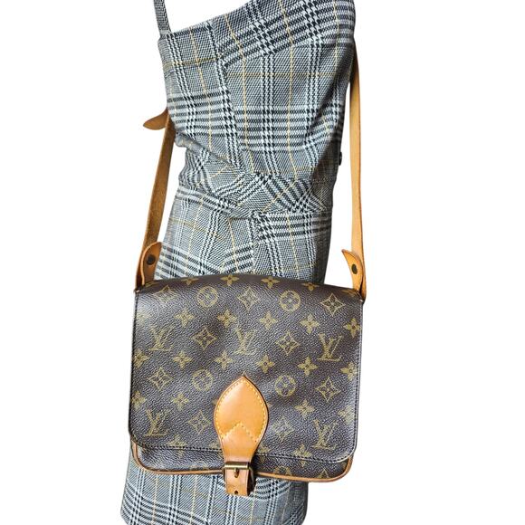 Louis Vuitton Monogram Cartouchiere MM Crossbody Bag Vintage Vachetta Leather - Picture 13 of 15